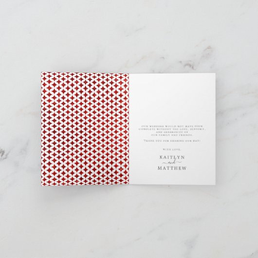 Monogram Spelen Kaart Bruiloft Collectie Dank u (Binnen)