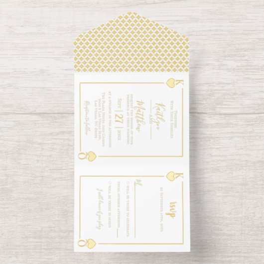 Monogram Spelen Kaart bruiloft echte Folie geperst All In One Uitnodiging (Binnenkant)