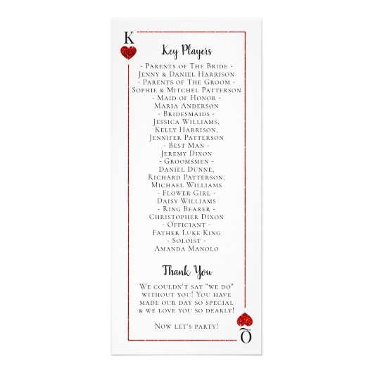 Monogram Spelen Kaart Casino Trouwprogramma (Achterkant)