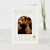 Monogram Spelen Kaart Trouwfoto Dank u kaart (Voorkant)