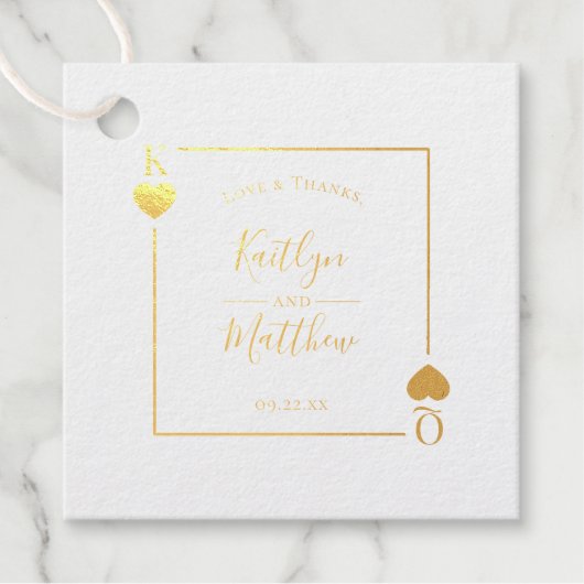 Monogram Spelen Kaart Wedding Gold Bedankjes Labels (Voorkant)