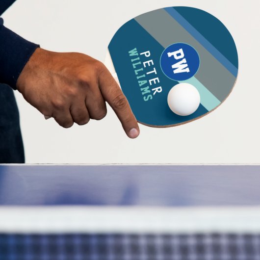 Monogram Speler Naam & initialen Cool Modern Tafeltennisbatje (Insitu)