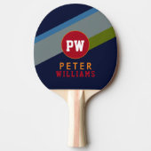 Monogram Speler's Naam & initialen op cool modern Tafeltennisbatje (Voorkant)