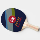 Monogram Speler's Naam & initialen op cool modern Tafeltennisbatje (Zijkant)