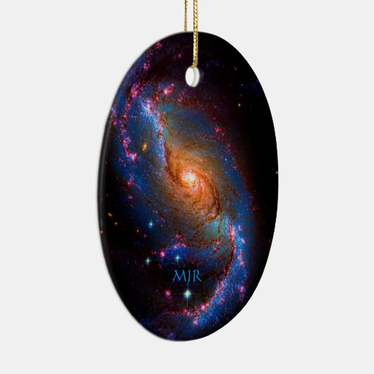 Monogram Spiral Galaxy NGC 1672 Keramisch Ornament (Rechts)