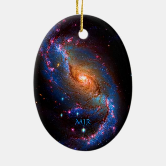 Monogram Spiral Galaxy NGC 1672 Keramisch Ornament (Achterkant)