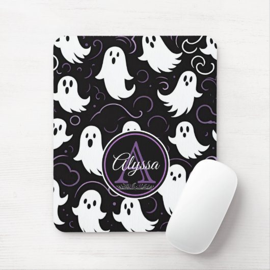Monogram spookachtig spookpatroon muismat (Met muis)