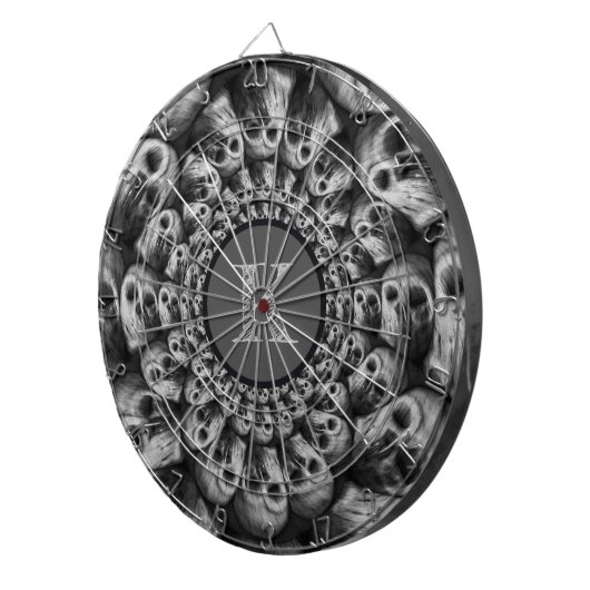 Monogram Spooky Skulls Abstract zwart-wit Dartbord (Voorkant Rechts)
