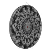 Monogram Spooky Skulls Abstract zwart-wit Dartbord (Voorkant Links)