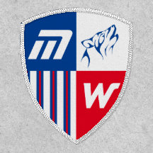 Monogram Sporty Emblem Howling Wolf Red White Blue