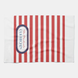 Monogram Sporty Red White Blue Nautical Stripes Theedoek