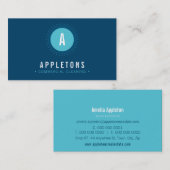 MONOGRAM SPOT modern minimaal vet marine turkoois Visitekaartje (Voorkant / Achterkant)