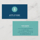 MONOGRAM SPOT modern, minimaal vetgedrukt blauw ma Visitekaartje (Voorkant / Achterkant)