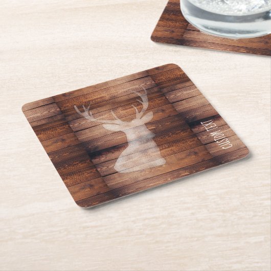 Monogram Spray Painted Deer op houten Onderzetters (Schuin)