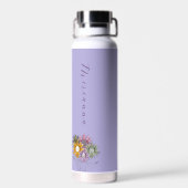 Monogram Spring in Action Daisy Florals Paars Waterfles (Achterkant)