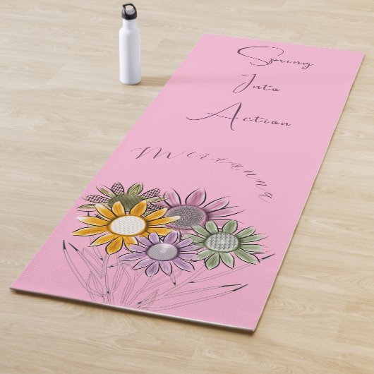 Monogram Spring in Action Daisy Florals roze Yogamat (In situ)
