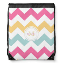 Monogram Spring Pastel Chevron Print rugzak