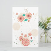 Monogram Spring Peach Flowers Garden Decor Custom Briefpapier (Staand voorkant)