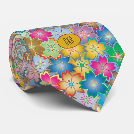 Monogram, Spring-Summer Flowers Single Print Stropdas (Opgerold)