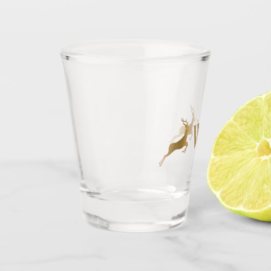 Monogram springen herten goud shot glas (Links)