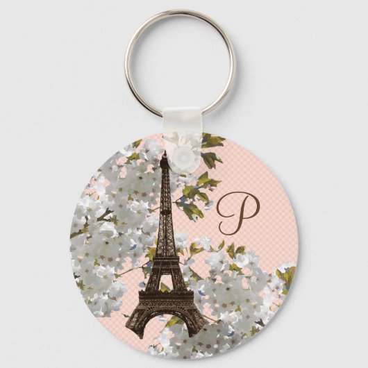 Monogram Springtim in Paris Eiffeltoren Sleutelhan Sleutelhanger (Voorkant)