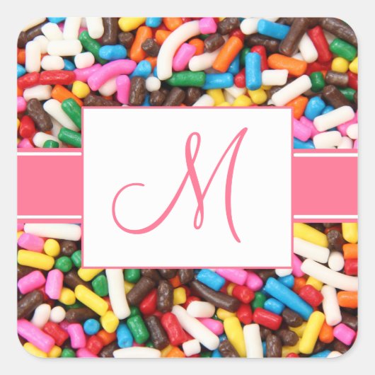 Monogram Sprinkles Stickers (Voorkant)