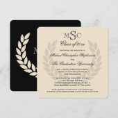 Monogram Square Classic Black College Graduing Kaart (Voorkant / Achterkant)