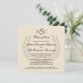 Monogram Square Classic Black College Graduing Kaart (Staand voorkant)