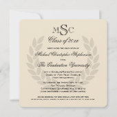 Monogram Square Classic Black College Graduing Kaart (Voorkant)
