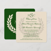 Monogram Square Classic Green College Graduing Kaart (Voorkant / Achterkant)
