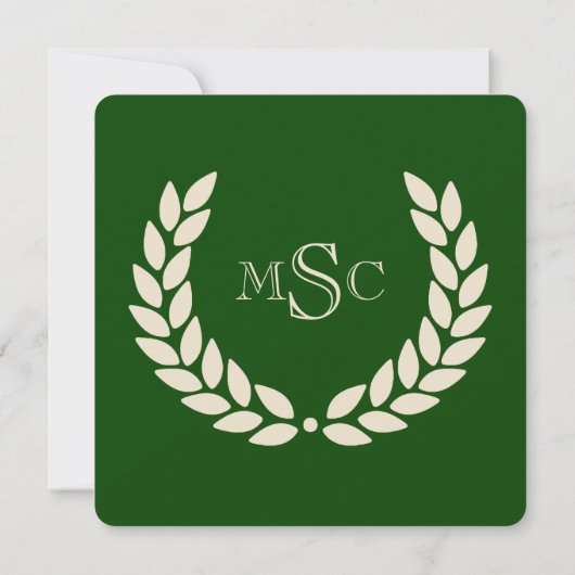 Monogram Square Classic Green College Graduing Kaart (Achterkant)