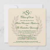 Monogram Square Classic Green College Graduing Kaart (Voorkant)