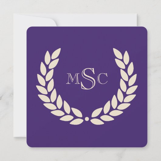 Monogram Square Classic Paarse College Graduing Kaart (Achterkant)