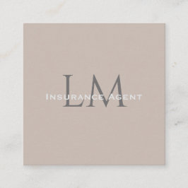 Monogram Square Classic Taupe Business Card Contactkaartje