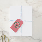 Monogram Square Floral Framed Letter Cadeaulabel (Met Touw)