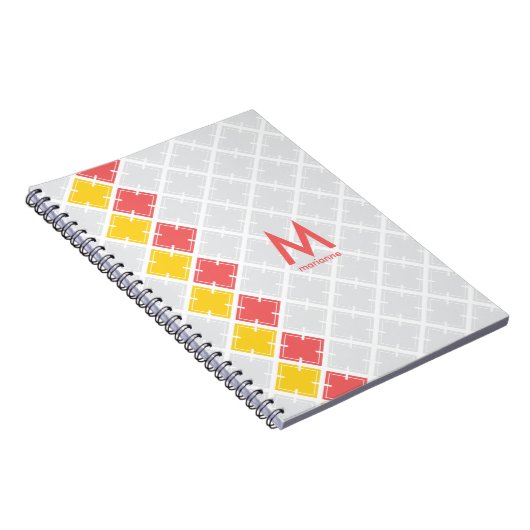 Monogram Square Geometric Pattern Notitieboek (Rechterzijde)
