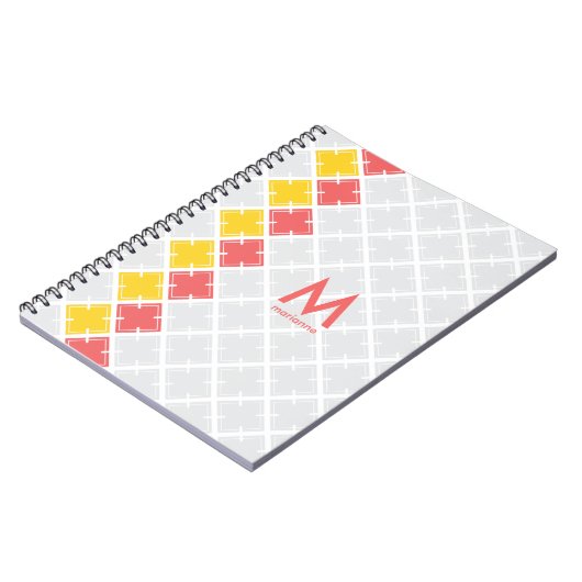 Monogram Square Geometric Pattern Notitieboek (Linkerzijde)