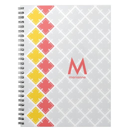 Monogram Square Geometric Pattern Notitieboek (Voorkant)