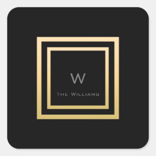 Monogram Square Gold Lijst Minimalism VIP Weddensc Vierkante Sticker