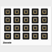 Monogram Square Gouden Frame Minimale Geometrie VI Vierkante Sticker (Vel)