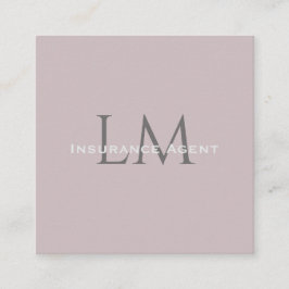 Monogram Square Rose Taupe Business Card Contactkaartje
