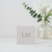 Monogram Square Taupe Gray Business Card Contactkaartje (Staand voorkant)