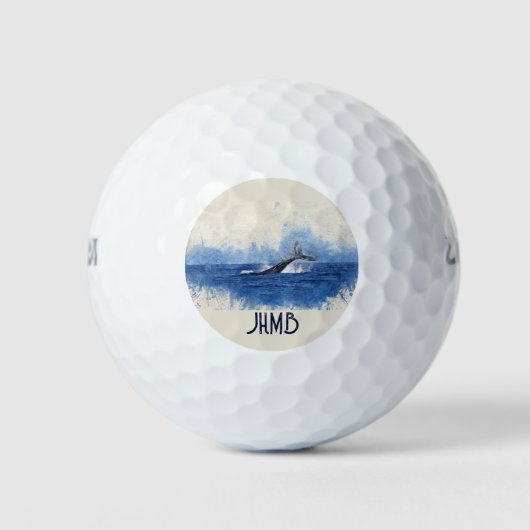 Monogram Staart van een Walvis Oceaan Zeeleven Golfballen (Voorkant)