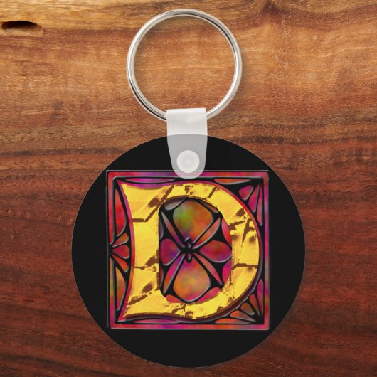 Monogram: Stainglass D Sleutelhanger (Voorkant)