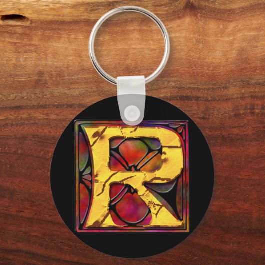 Monogram: Stainglass R Sleutelhanger (Voorkant)