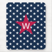 Monogram Star Red White Blue Mousepad Muismat (Voorkant)