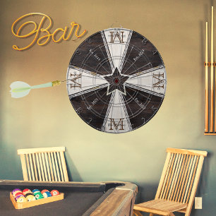 Monogram Star Rustic Wood Tone Dartbord
