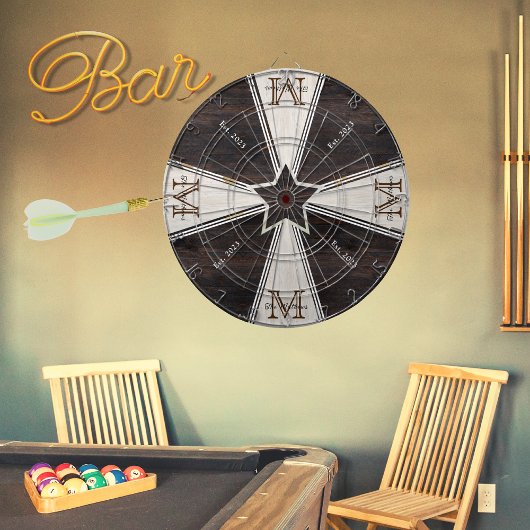 Monogram Star Rustic Wood Tone Dartbord