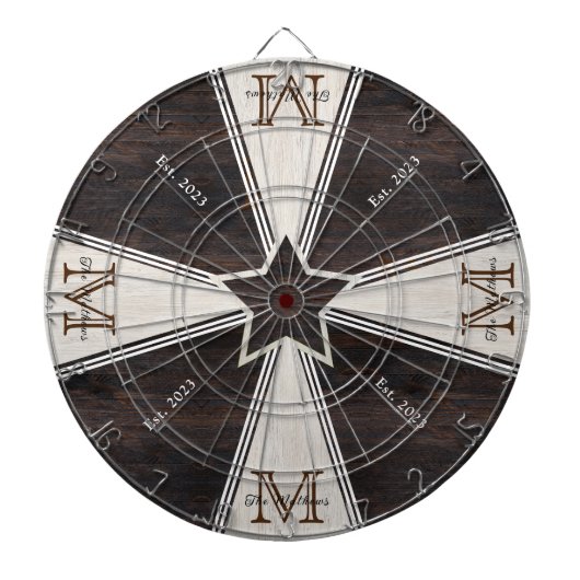 Monogram Star Rustic Wood Tone Dartbord (Voorkant)