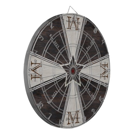 Monogram Star Rustic Wood Tone Dartbord (Voorkant Links)